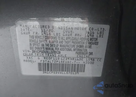 2020 Nissan Kicks Sr Xtronic Cvt из США, поврежденный, VIN 3N1CP5DVXLL570139